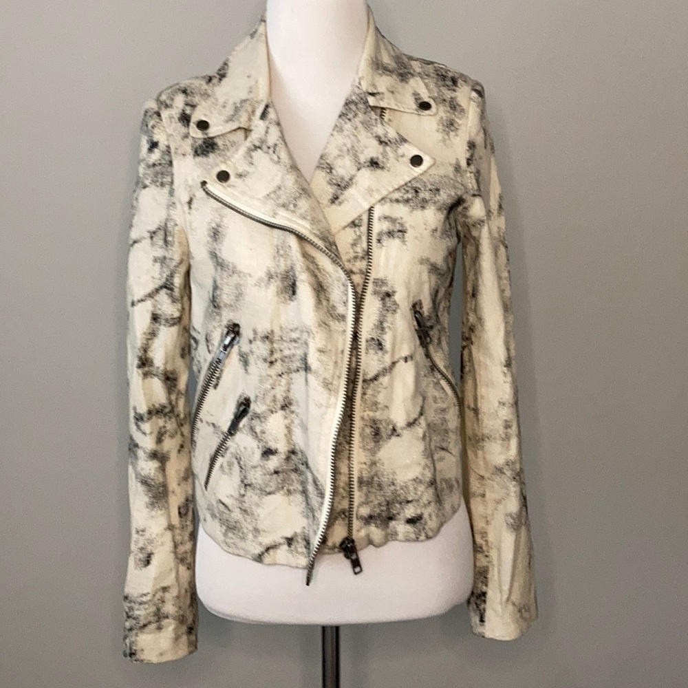 NWOT Rhyme & Echo Shayna Linen Moto Jacket XS - Picture 4 of 11